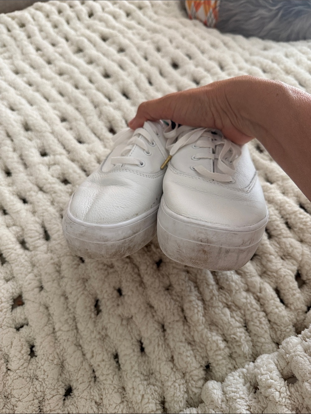 Keds White Leather  Lace-Up Sneakers - Picture 6 of 9